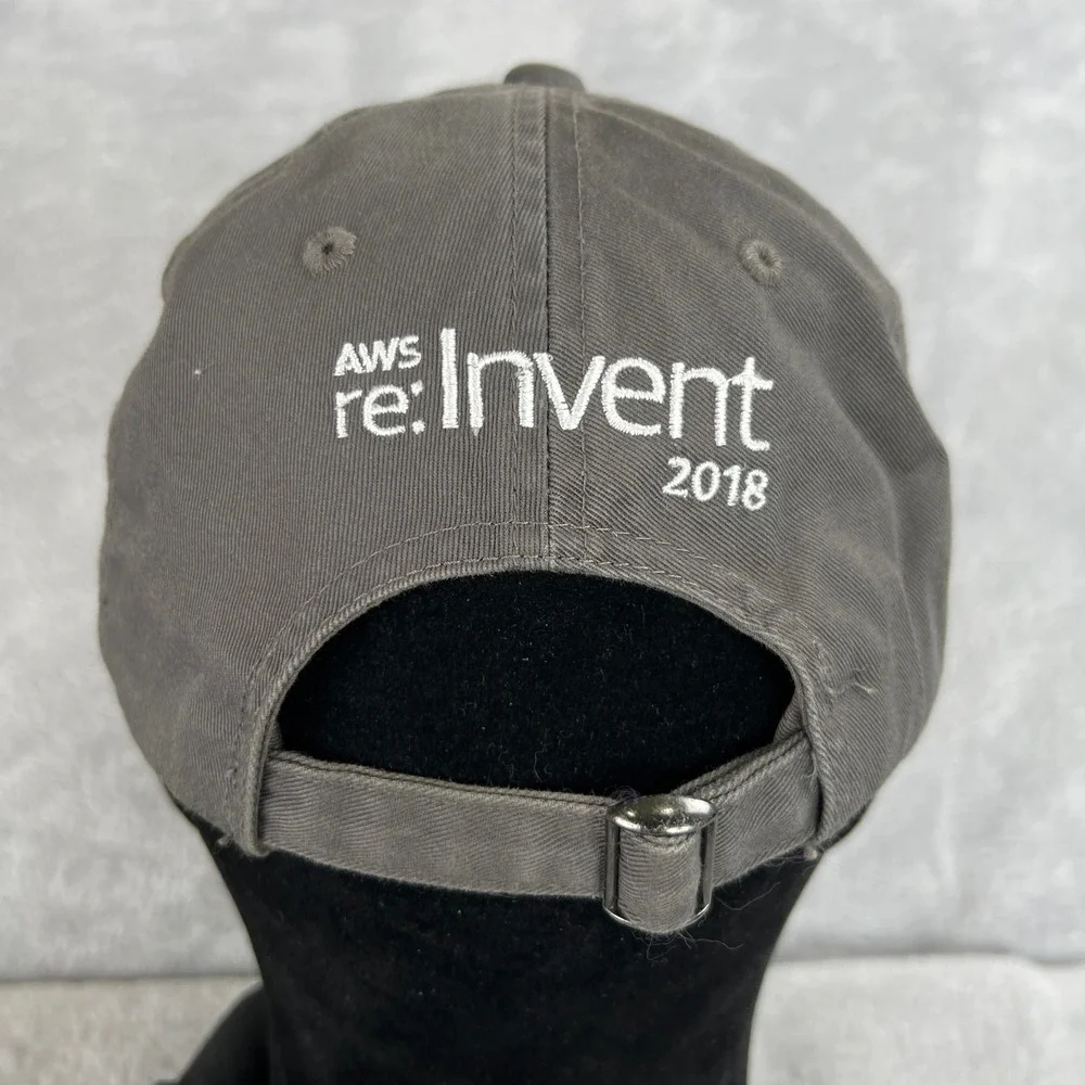 AWS Certified re:Invent 2018 Hat Gray Distressed Amazon Web Services Tech Cap